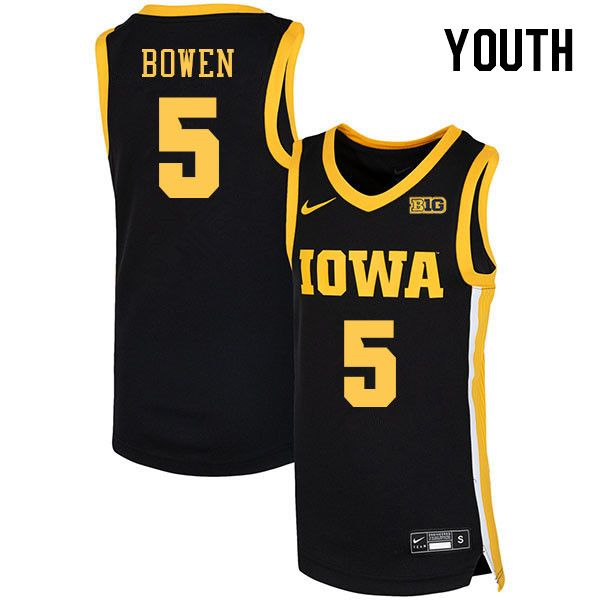 Youth #5 Dasonte Bowen Iowa Hawkeyes College Basketball Jerseys Stitched Sale-Black